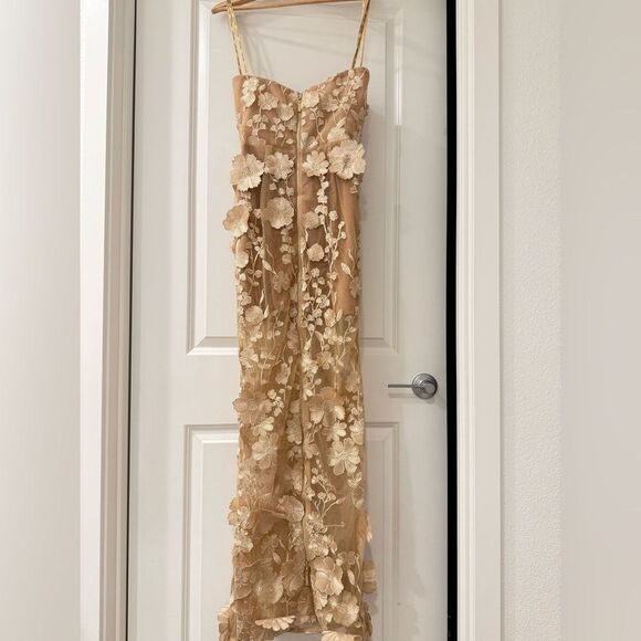NWOT Bronx and Banco JASMINE MAXI DRESS Floral Gold Strapless Dress - Picture 8 of 15